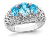 2.45 Carat (ctw) Blue Topaz Three Stone Ring in Sterling Silver